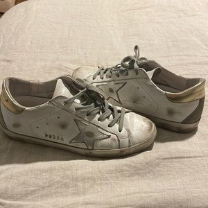 Golden Goose Super-Star - white with gold and silver accents - size 37